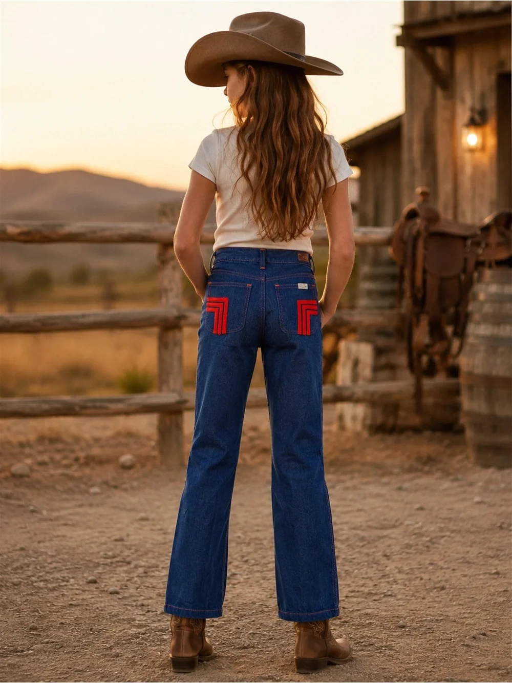 Kid’s Deadstock 100% Cotton Jeans with Red Accent on Pocket